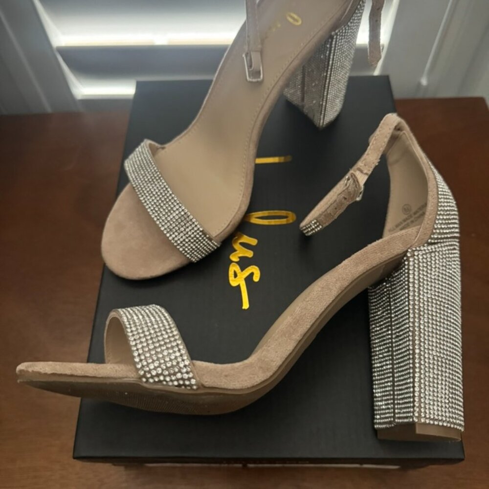 Taylor Rhinestone Light Nude Suede Ankle Strap Heels - Lulus - Picture 5 of 10